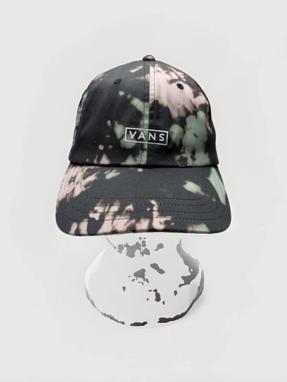 Vans Off The Wall Bleach Tie Dye Strapback Hat Adjustable Baseball Cap Black
